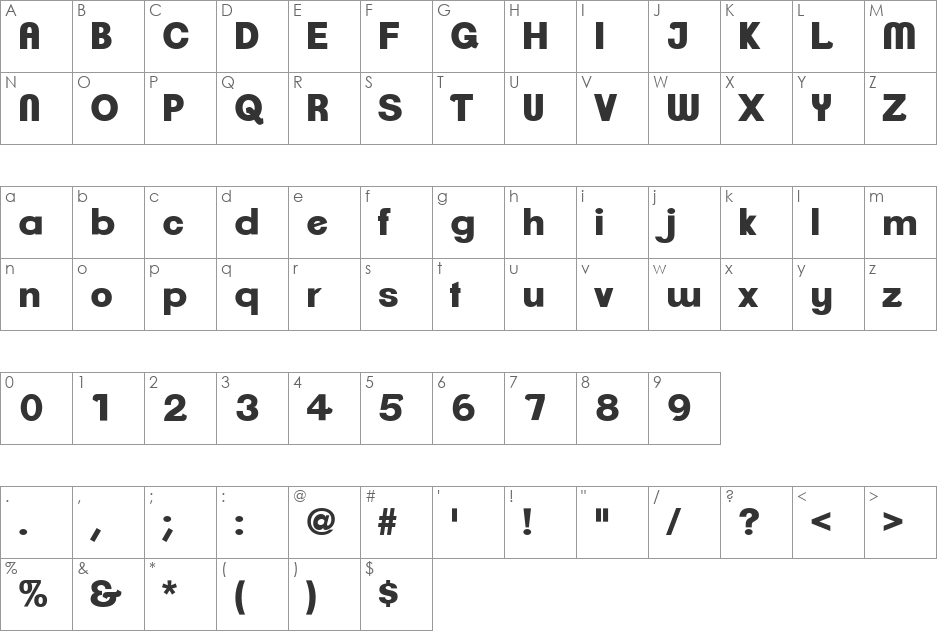 ClementePDao font character map preview