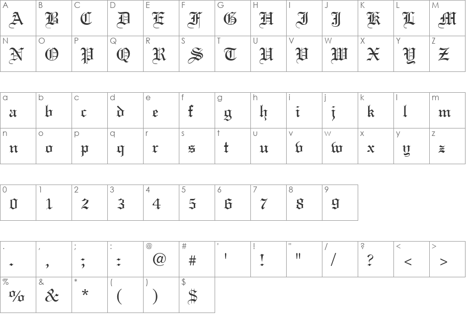 ClerestorySSi font character map preview