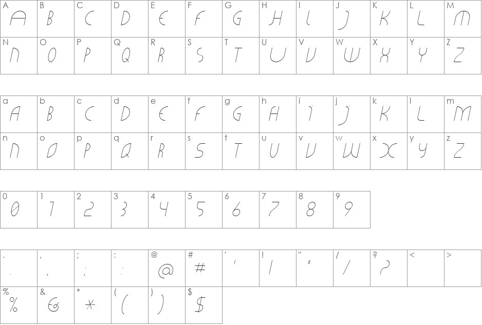 CLiCHE 21 font character map preview