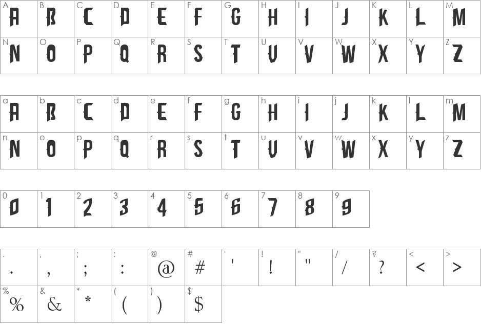 Cliff Edge font character map preview