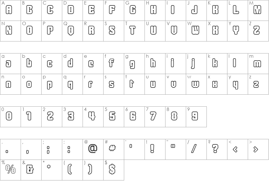 Cliperopen font character map preview