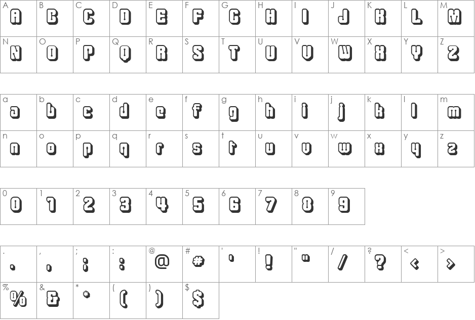 Clipershadow font character map preview