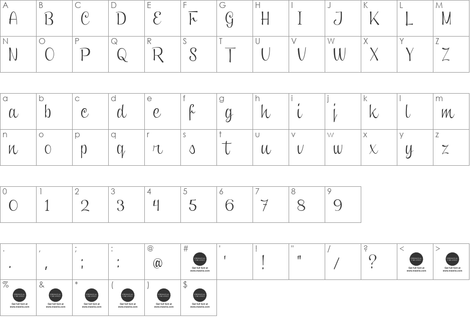Clipper Script Fat (Personal Use) font character map preview