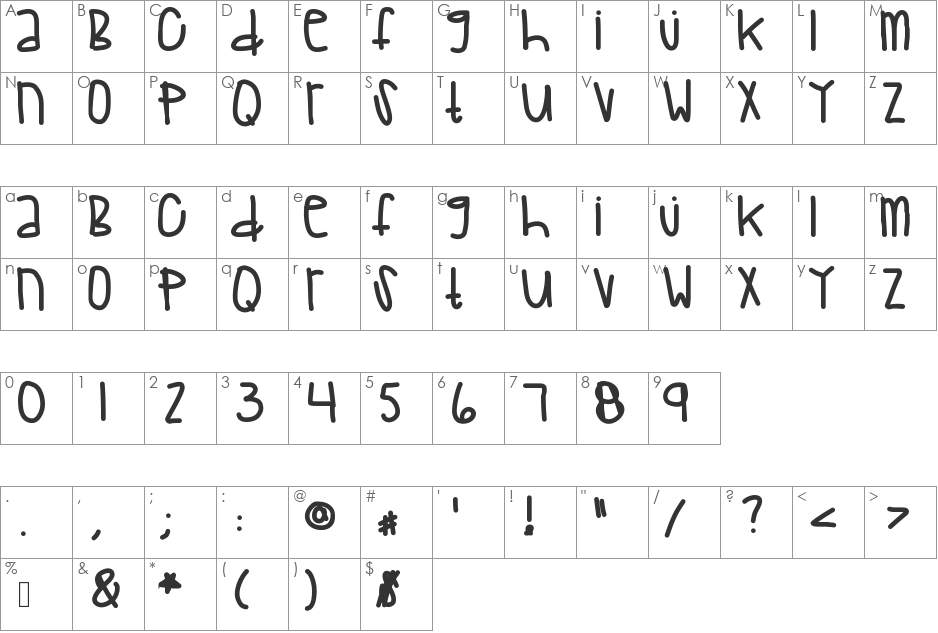 ClippersBaby font character map preview