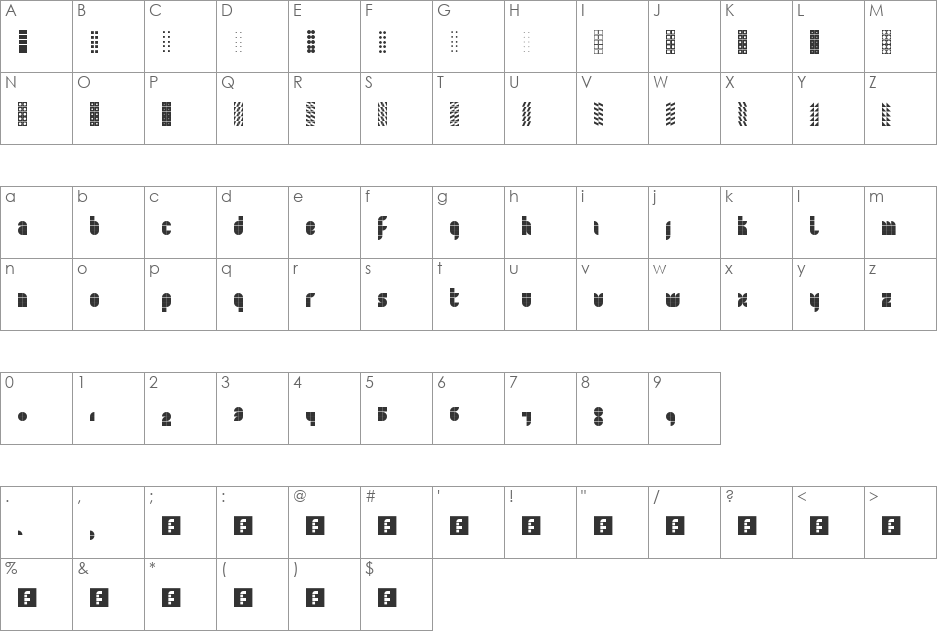 CLONE Pattern font character map preview