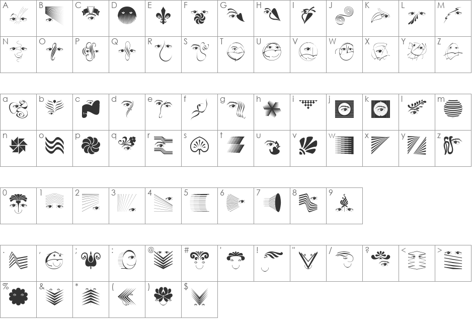 CloseUp font character map preview