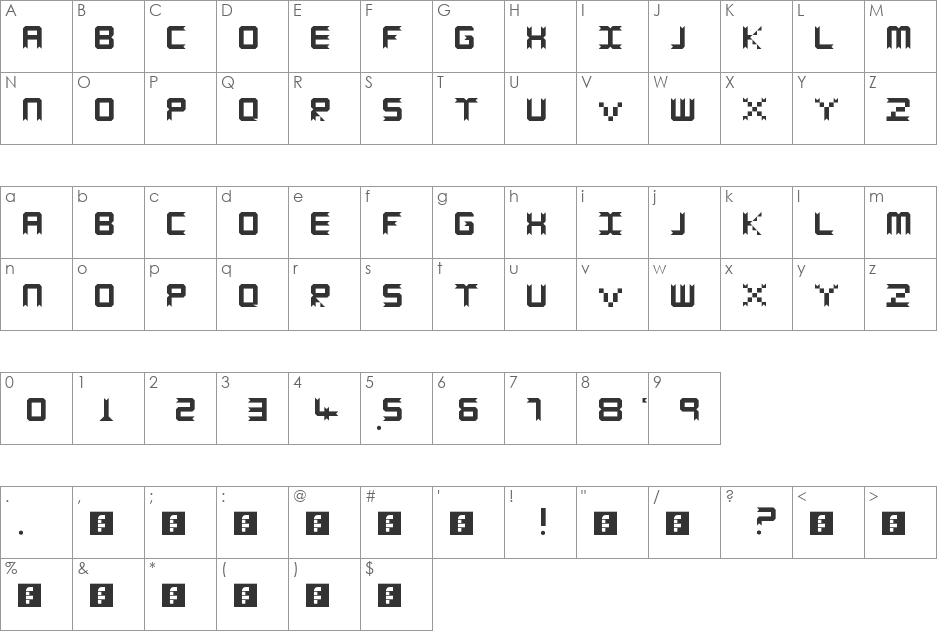 Clunex Title font character map preview