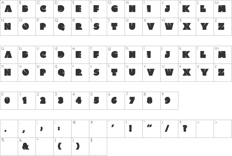 Clutchee font character map preview