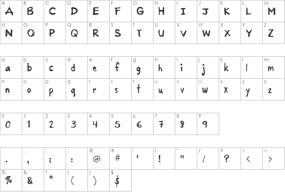 CM Handwriting One font character map preview