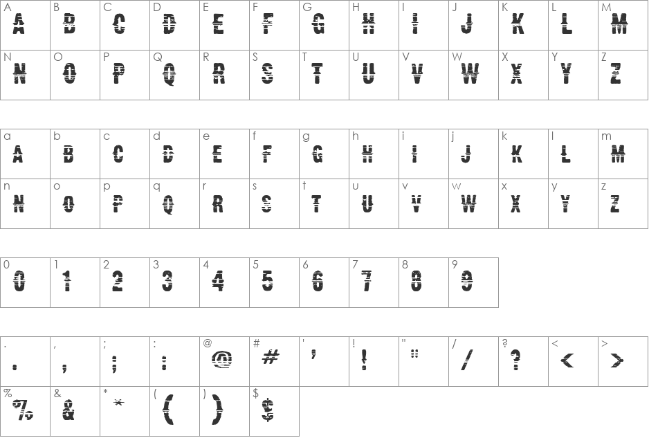 CM Western Woodblock No2 font character map preview