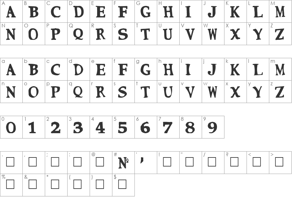 CMON NEAR font character map preview
