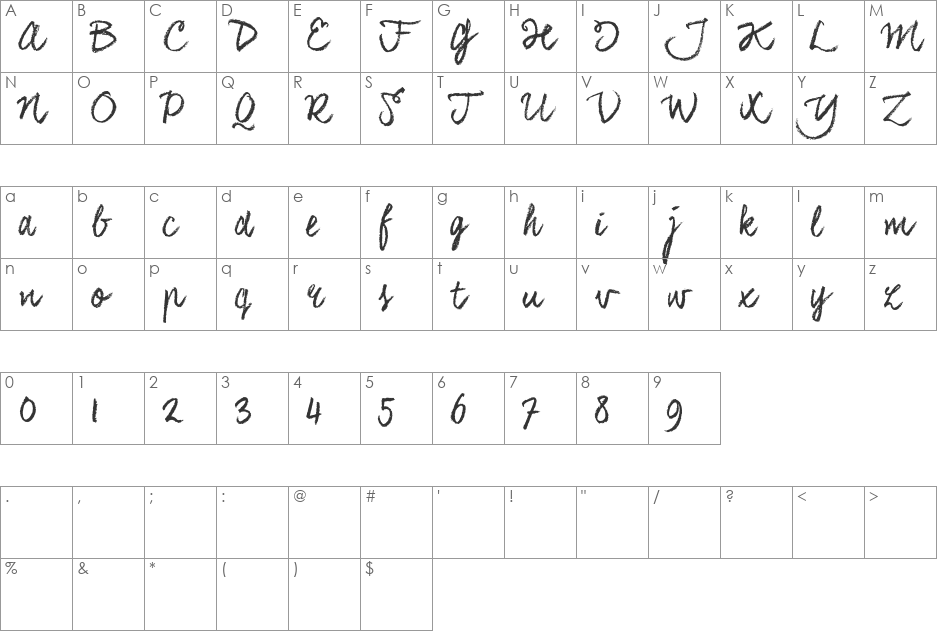 CoalhandLukeTRIAL font character map preview