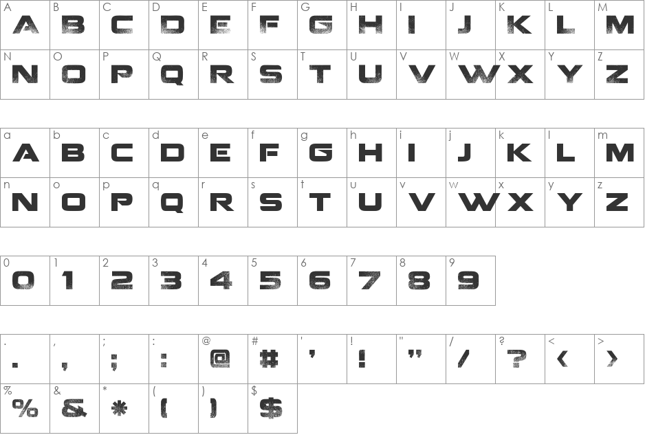 Coalition font character map preview