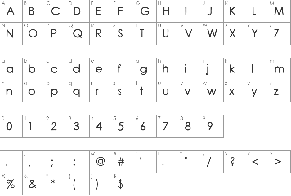 Coarse Rounded font character map preview