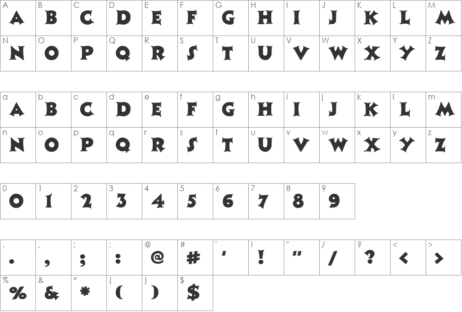 Coaster font character map preview