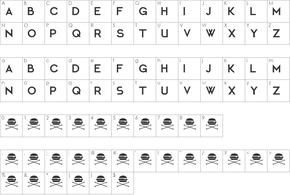 Coco Puff font character map preview