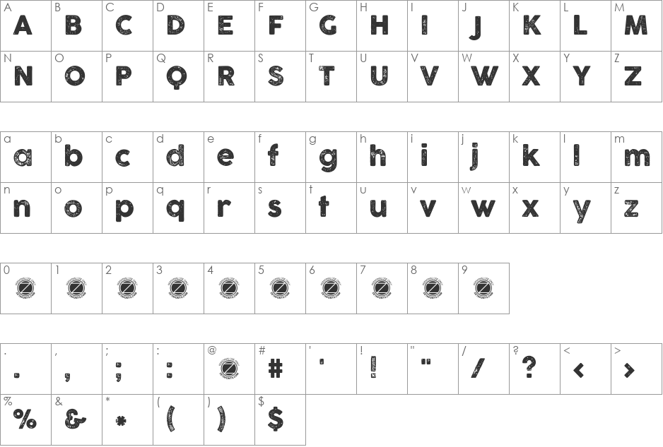 COCOGOOSE LETTERPRESS font character map preview