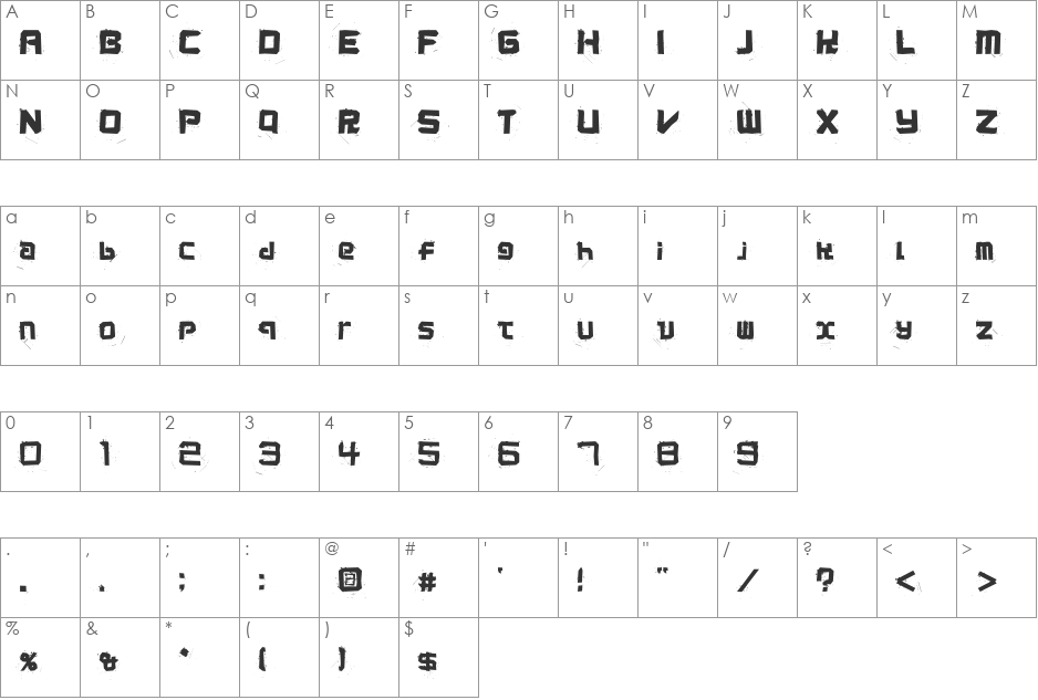 Coconut split font character map preview