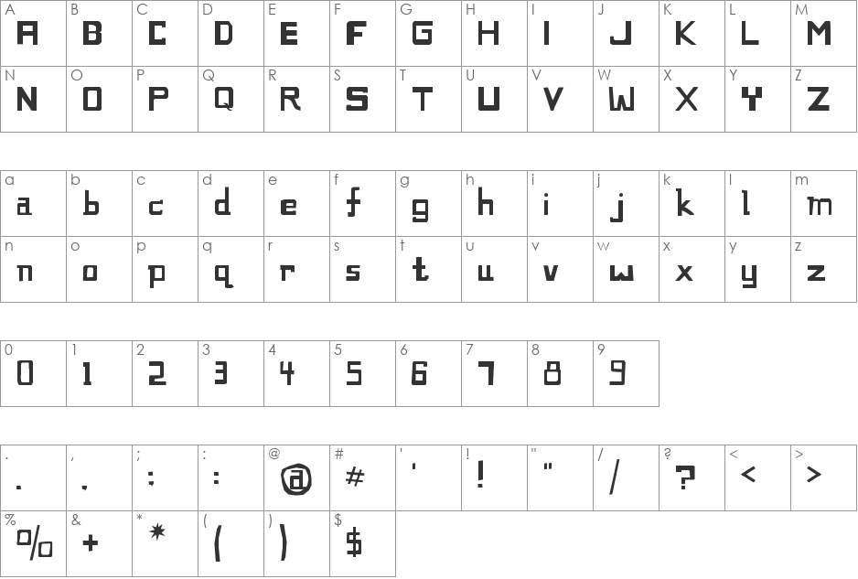 cocosfritos font character map preview