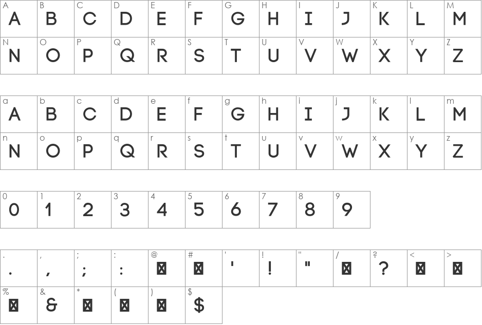 Code Bold font character map preview