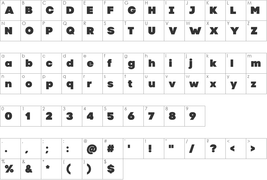 Code Pro Black LC font character map preview