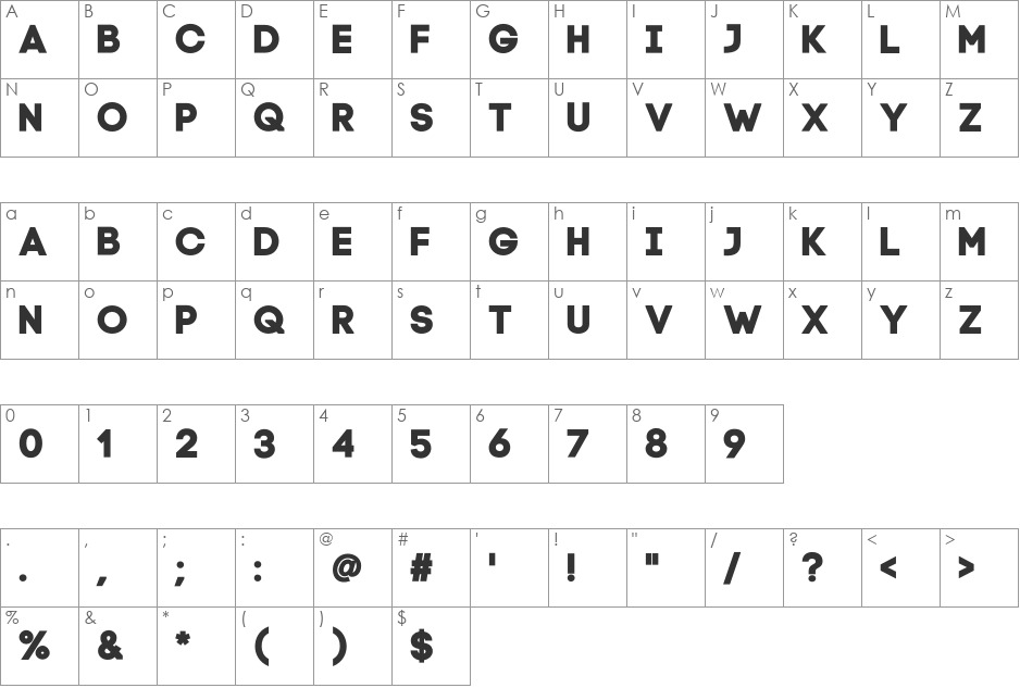 Code Pro Bold font character map preview