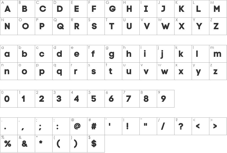 Code Pro Bold LC font character map preview