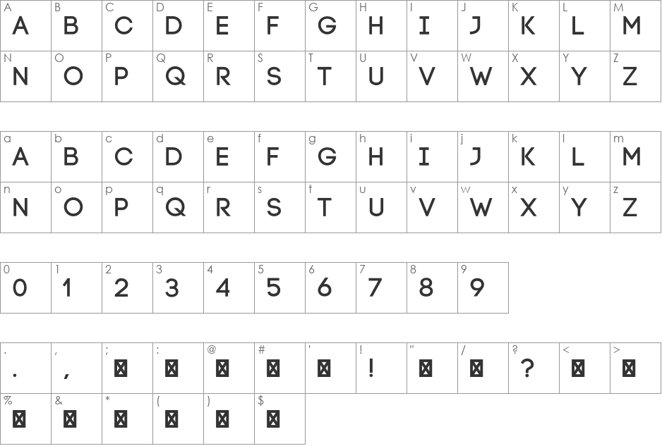 Code Pro Demo font character map preview