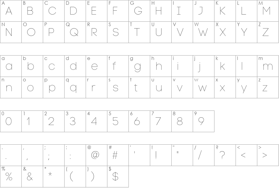 Code Pro Light LC font character map preview