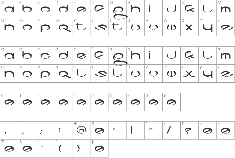Codeca font character map preview