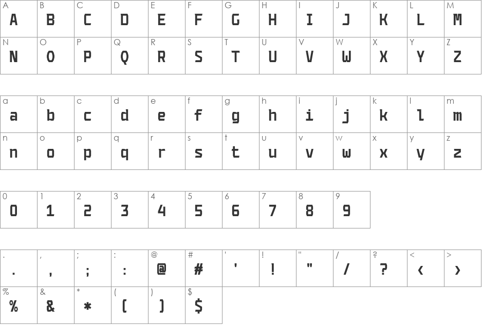 Codename Coder 4F font character map preview