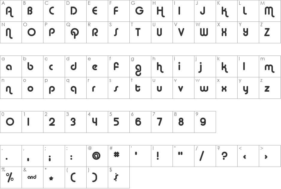 Alba font character map preview