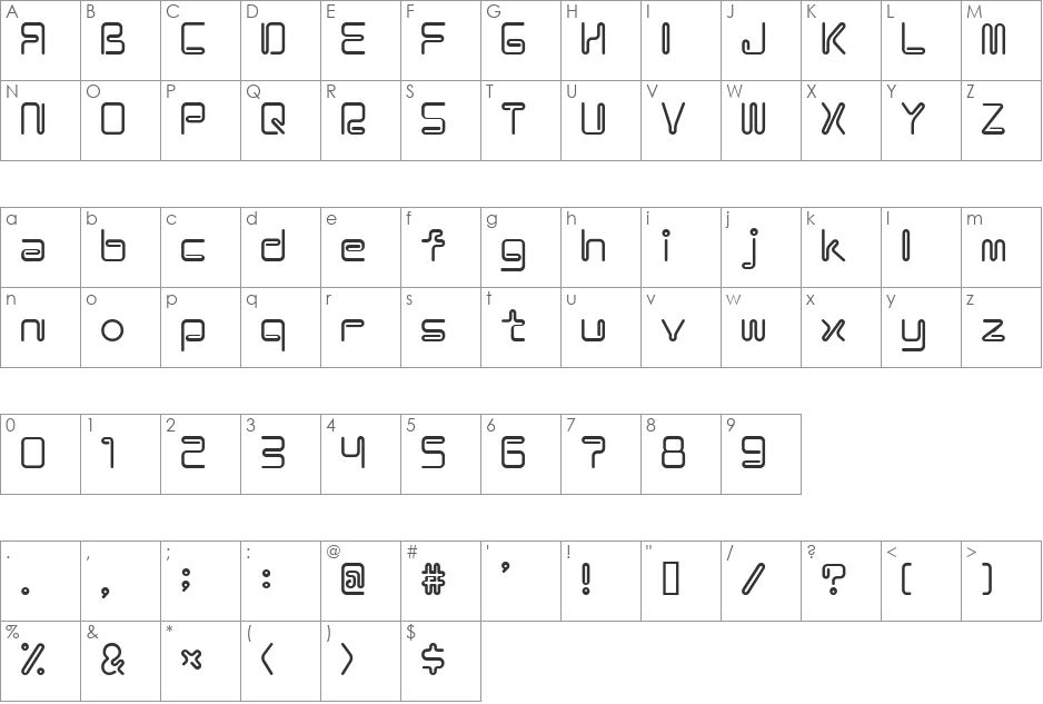 Coil font character map preview