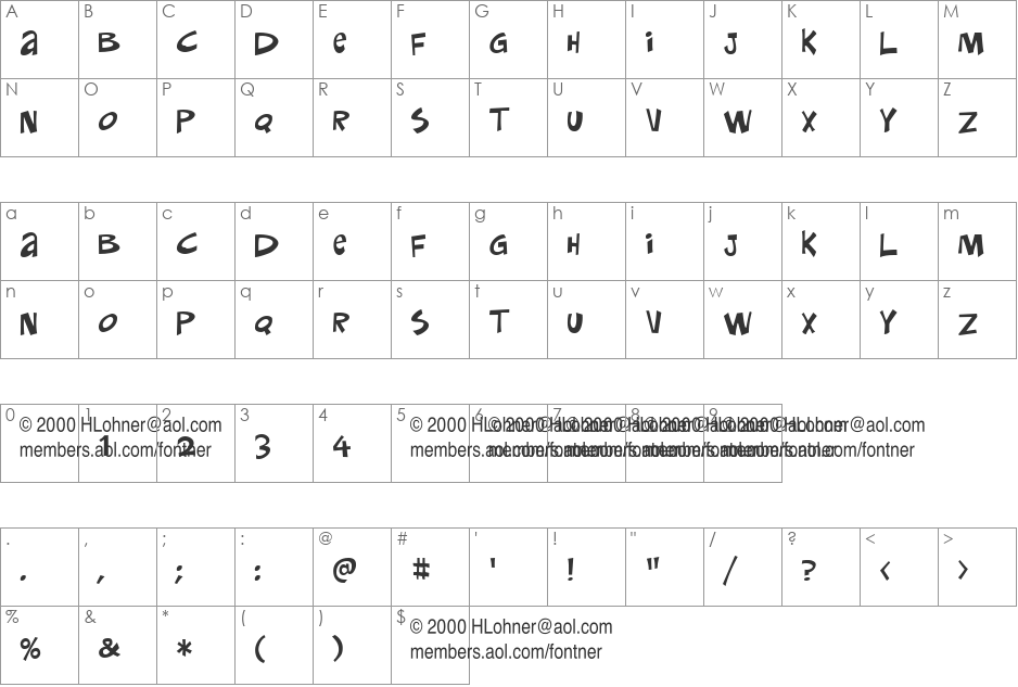 CokerTwo font character map preview