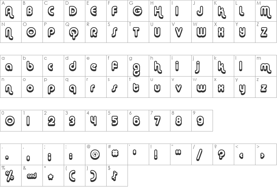Alba Super font character map preview