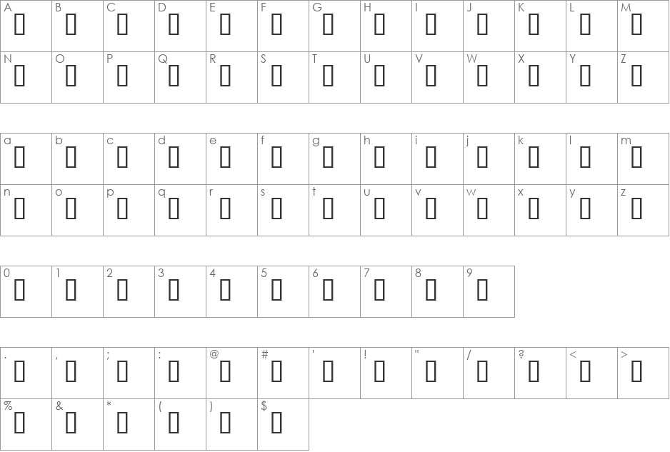 ColetteColeridgeSH font character map preview