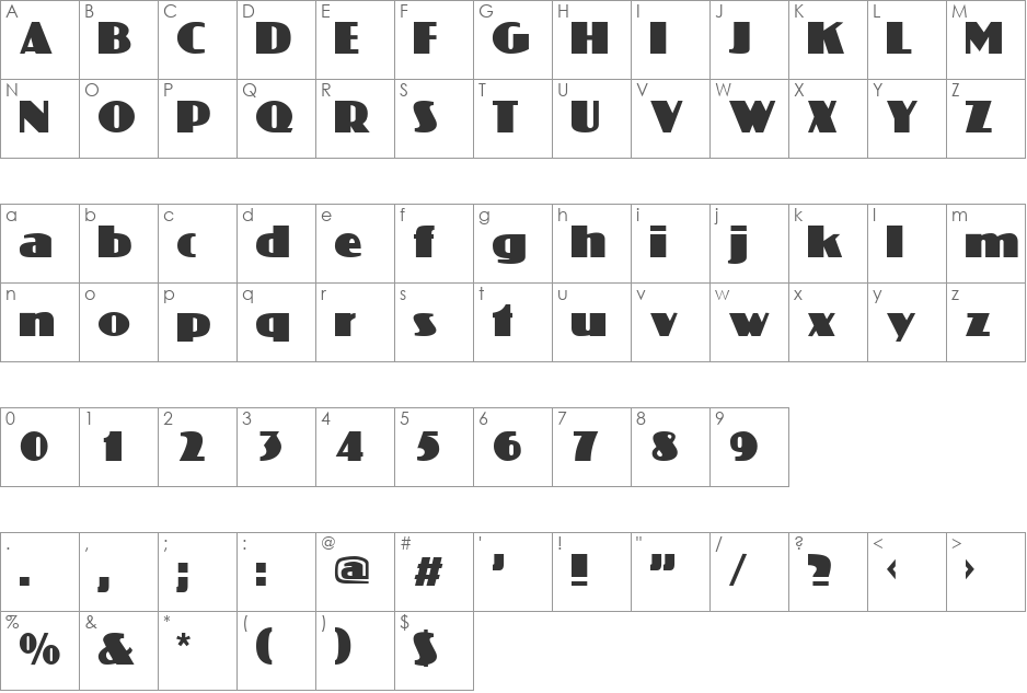 Coliseum font character map preview