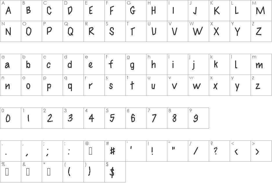 Collage font character map preview