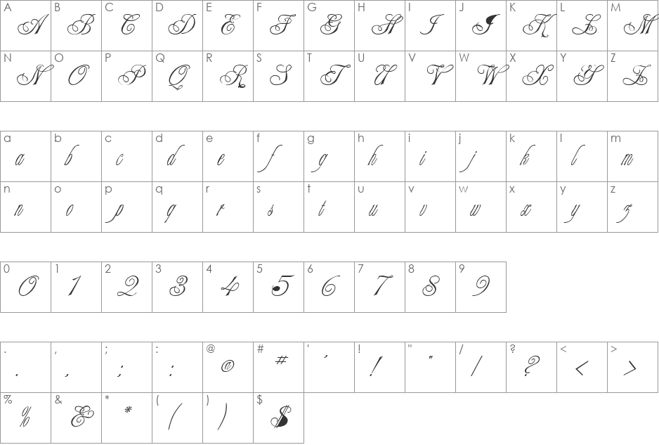 COLLAR font character map preview