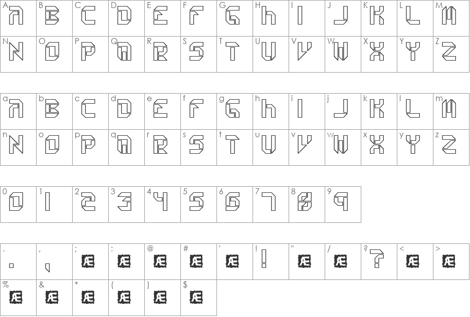 Collective O (BRK) font character map preview