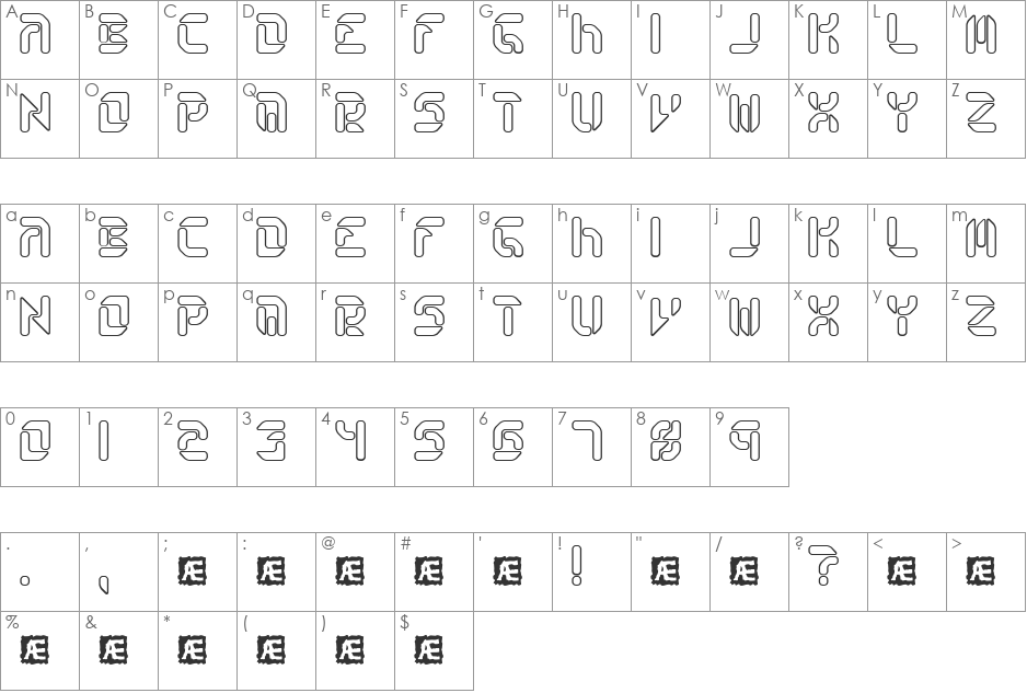 Collective RO (BRK) font character map preview