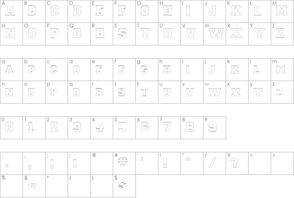 CollegiateBorderFLF font character map preview