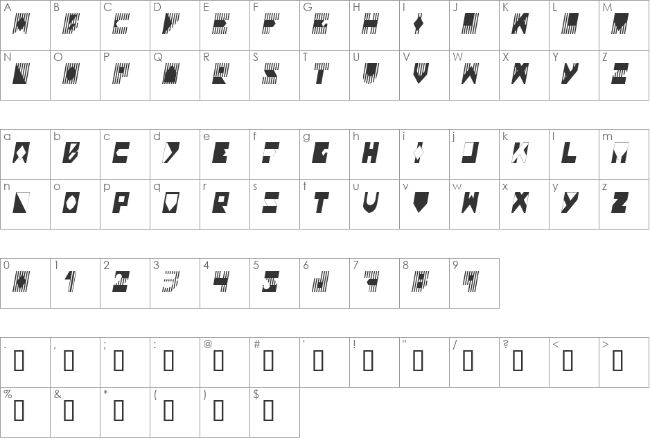 Colonialistas font character map preview