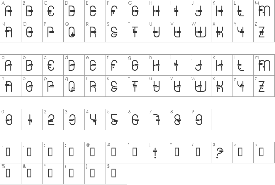 ColonialViper font character map preview