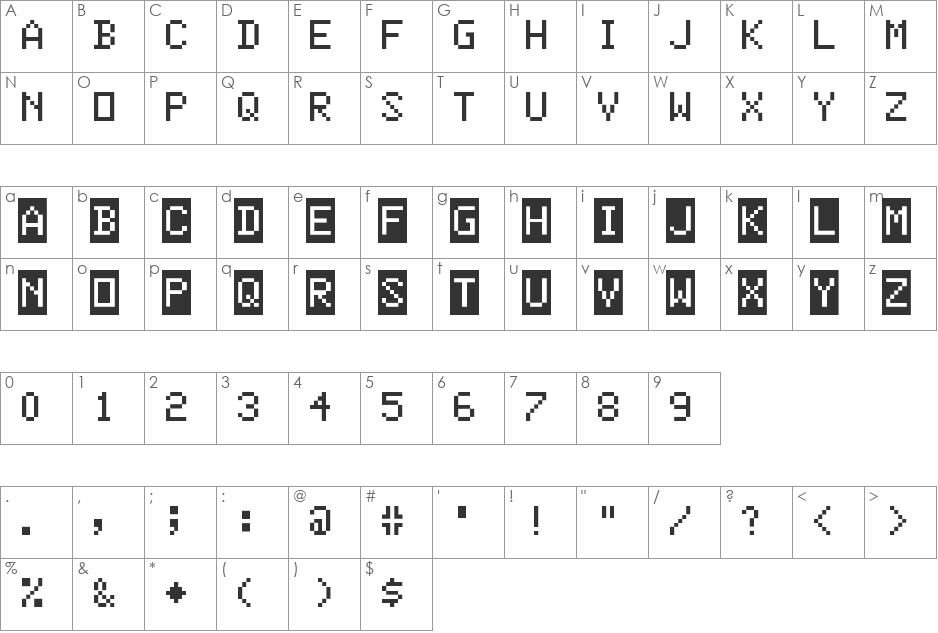 Color Basic font character map preview