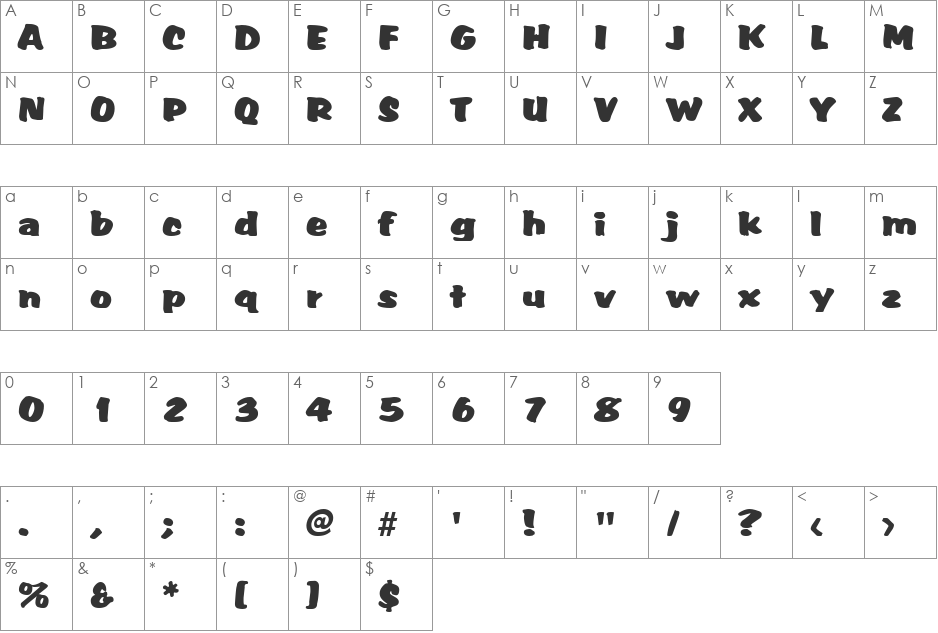 Albert font character map preview