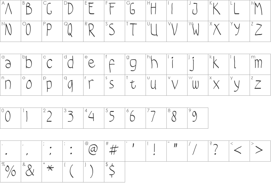 coloroyd bastard font character map preview