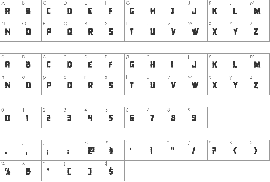 Colossus Condensed font character map preview