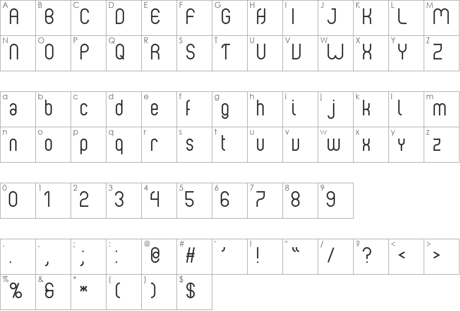Albertino font character map preview
