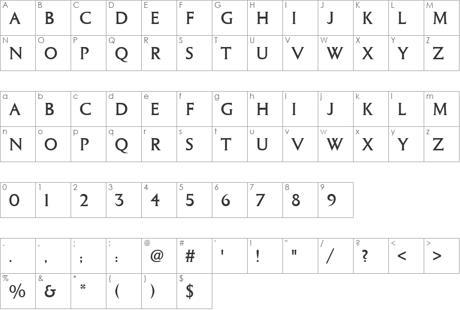 ColumnaSolD font character map preview